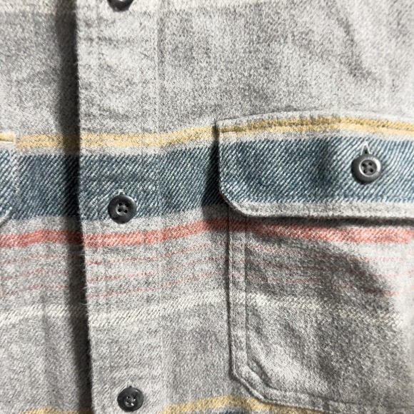 L.L. Bean Flannel Striped Button Down Shirt Shirt Slightly Fitted Large Grey - Picture 2 of 4